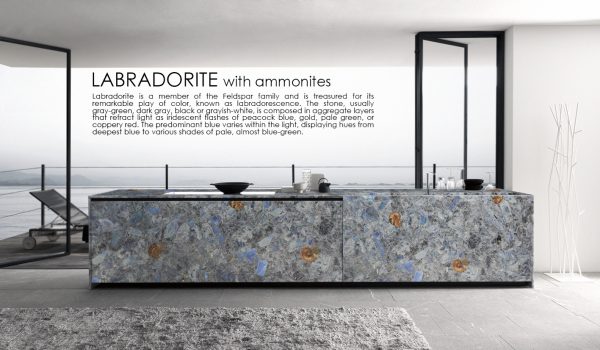 Labaradorite Blue with Big Ammonites Kitchen Furniture 1